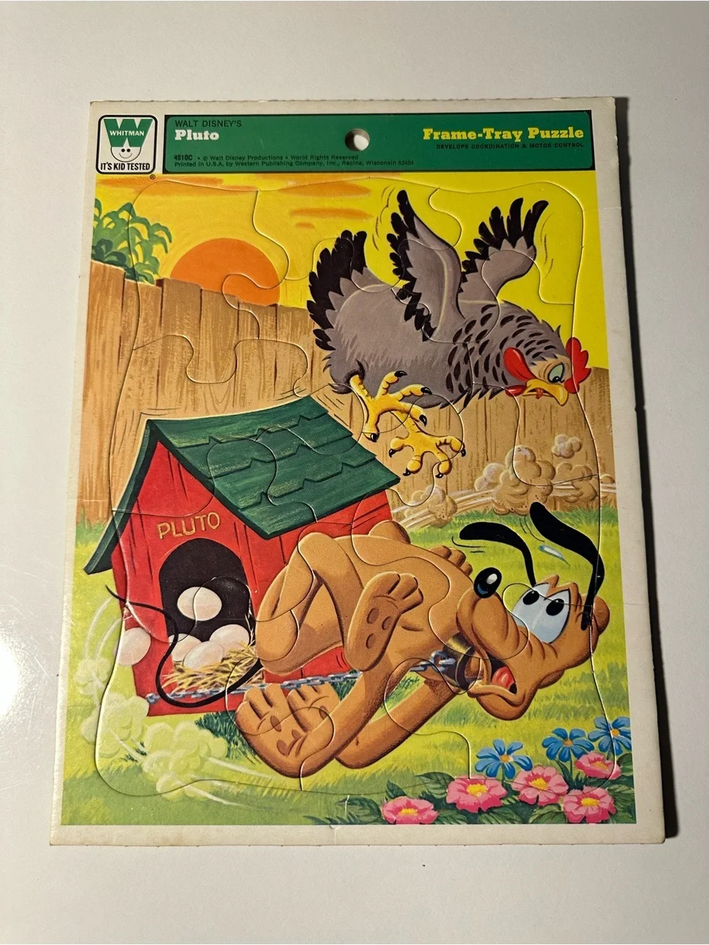 Whitman Walt Disney’s Pluto Frame-Tray Puzzle Classic Vintage 1970s Chicken Eggs